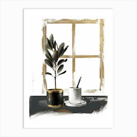 Plant In Front Of A Window Art Print