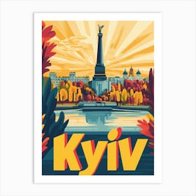 Aihrgdesign A 1970s Inspired Travel Poster For Kyiv Depicting 53f9447c 2751 4554 9e32 6dd3985d222e 0 Art Print