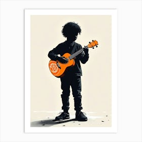 Afro Boy Playing Bitcoin Guitar Art Print