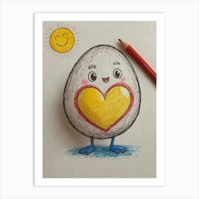 Cute Drawing Of An Egg Art Print