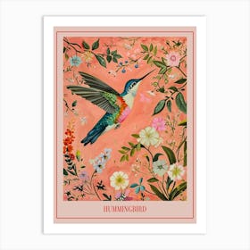 Floral Animal Painting Hummingbird 4 Poster Art Print