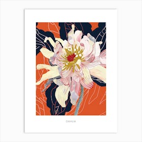 Colourful Flower Illustration Poster Dahlia 3 Art Print