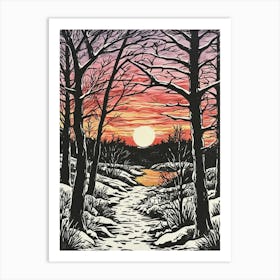 Sunset In The Woods 2 Art Print