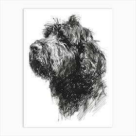 Black Russian Terrier Dog Line Sketch 1 Art Print