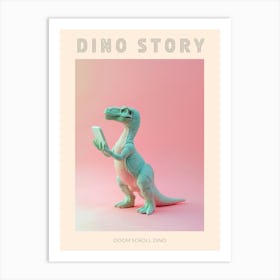 Pastel Toy Dinosaur On A Smart Phone 1 Poster Art Print