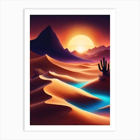 Sunset In The Desert 2 Art Print