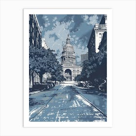 Duotone Illustration The Austin Texas State Capitol Austin Texas 2 Art Print