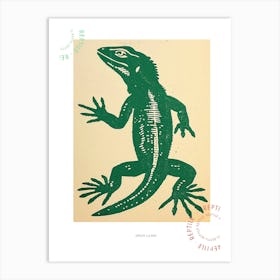 Simple Green Lizard Bold Block 3 Poster Art Print