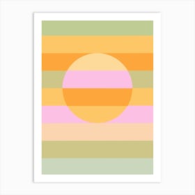 Serene Retro Rainbow Minimal Geo Sun 2/2 Art Print