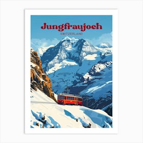 Jungfraujoch Switzerland Bernese Alps Digital Travel Illustration Art Print