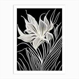 Saffron Leaf Linocut Art Print