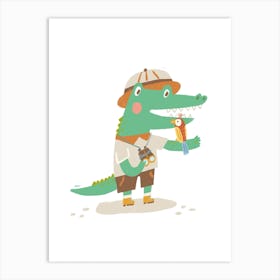 Explorer Crocodile Art Print