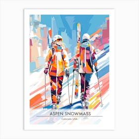 Aspen Snowmass   Colorado Usa, Ski Resort Poster Illustration 1 Art Print