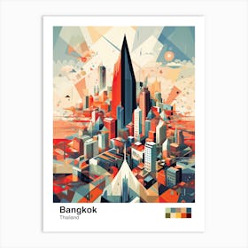 Bangkok, Thailand, Geometric Illustration 2 Poster Art Print