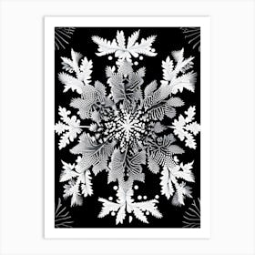 Winter Snowflake Pattern, Snowflakes, Linocut 4 Art Print