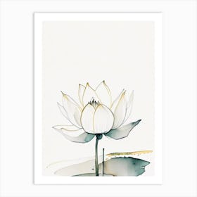 Early Lotus Minimal Watercolour 1 Art Print