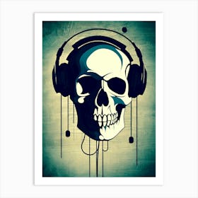 Skull With Headphones 126 Art Print