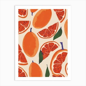 Grapefruit Abstract Pattern Illustration 2 Art Print