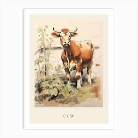 Beatrix Potter Inspired  Animal Watercolour Cow 1 Art Print