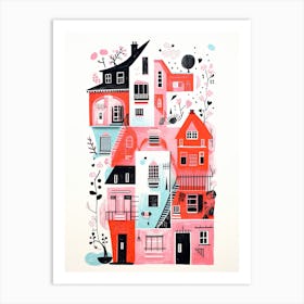 A House In Prague, Abstract Risograph Style 4 Art Print