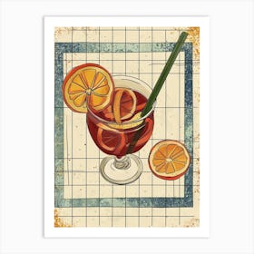 Sangria Illustration On A Tiled Background Art Print