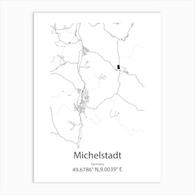 Michelstadt,Germany Minimalist Map Art Print