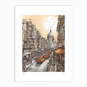 Delhi India Drawing Pencil Style 1 Travel Poster Art Print