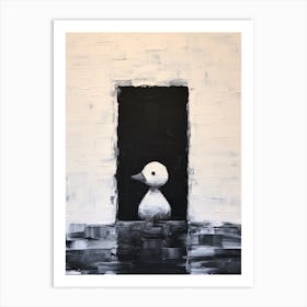 Minimalist White Duckling Brushstroke Painting Art Print