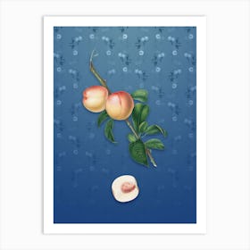Vintage White Walnut Botanical on Bahama Blue Pattern n.2033 Art Print