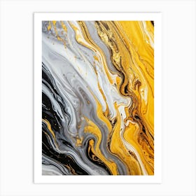 Abstract Texture On A Wall Swirling Pattern Of Fluid Gold Silver Yellow Grey And Black Resembli (6) Art Print