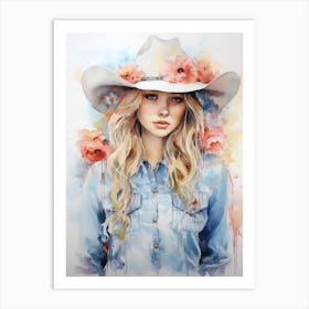 Cowgirl Watercolour Flower 2 Art Print