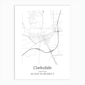 Clarksdale,United States Minimalist Map 1 Art Print