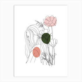 Girl With Flowers Art Print