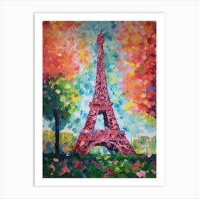 Eiffel Tower Paris France David Hockney Style 9 Art Print