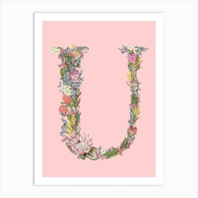U Pink Alphabet Letter Art Print