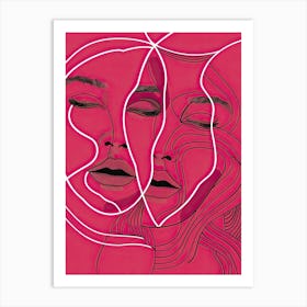 Simplicity Pink Lines Woman Abstract 6 Art Print