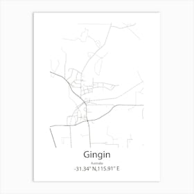 Gingin,Australia Minimalist Map Art Print