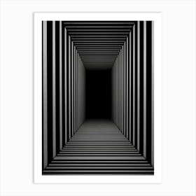 Black And White Striped Tunnel Art Print