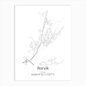 Rorvik,Norway Minimalist Map Art Print