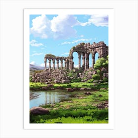Perge Ancient City Modern Pixel Art 1 Art Print