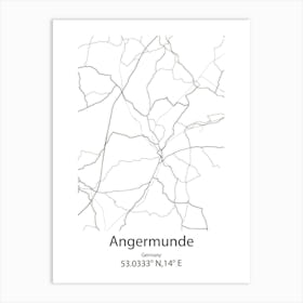 Angermunde,Germany Minimalist Map Art Print