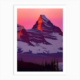 The Canadian Rockies Retro Sunset 5 Art Print