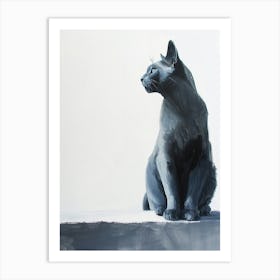 Russian Blue Cat Painting 2 Art Print