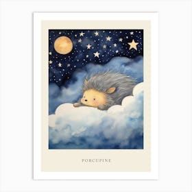 Baby Porcupine 2 Sleeping In The Clouds Nursery Poster Art Print