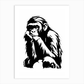 Thinker Monkey Simple Illustration 4 Art Print