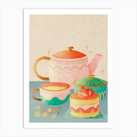 Teapots And Cakes Art Print