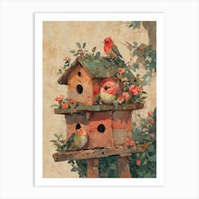 Birds On A Birdhouse 1 Art Print