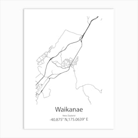 Waikanae,New Zealand Minimalist Map Art Print