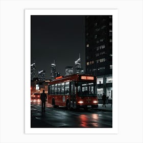 City Bus At Night Art Print