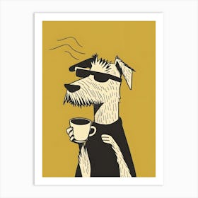 Dog With A Cup Of Coffee 1 Art Print